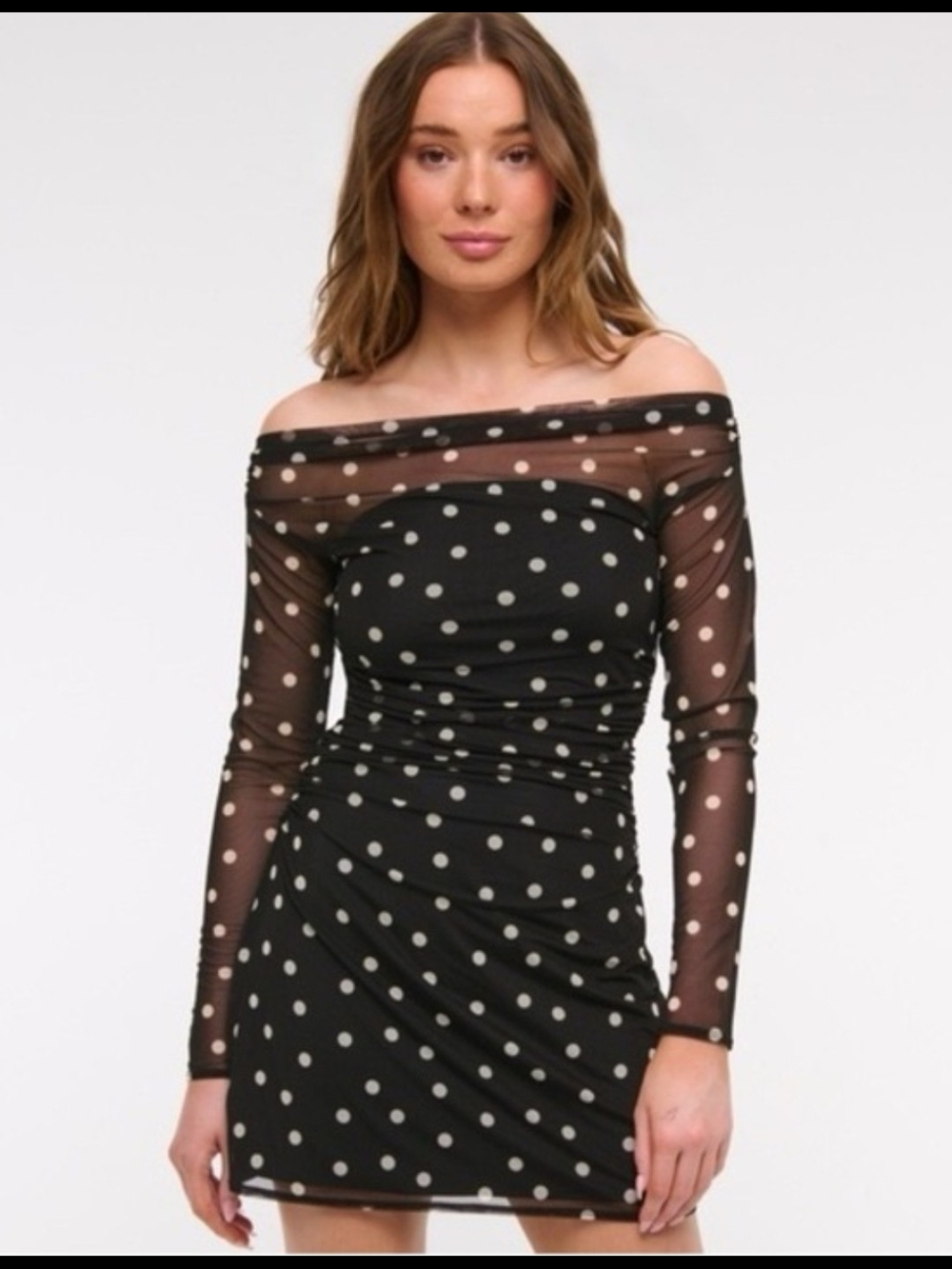 Abercrombie & Fitch Black Mini Dress with Cream Polka Dots